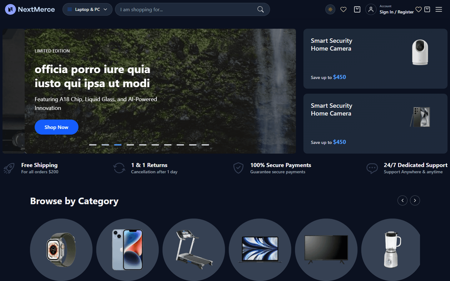 Next Merce project screenshot